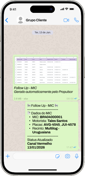 Imagem de um ceualr exibindo as notificações do Follow Up do Propulsor